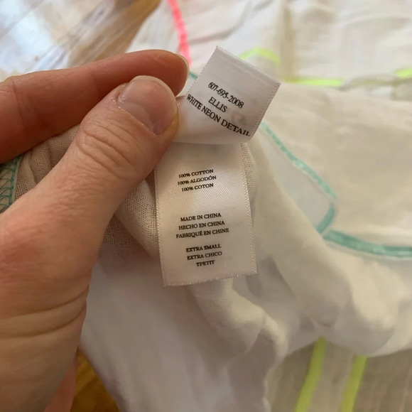 Rails 100% Cotton White Button Down with Neon Detail Size XS - Picture 8 of 9